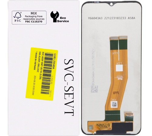 Дисплей для Samsung A145 Galaxy A14, черный, без рамки, Original, c желтым шлейфом