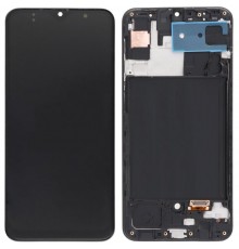 Дисплей для Samsung A307 Galaxy A30s, черный, с рамкой, Сopy (TFT)