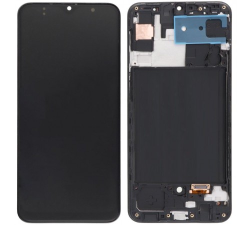 Дисплей для Samsung A307 Galaxy A30s, черный, с рамкой, Сopy (TFT)