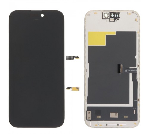 Дисплей для iPhone 15 Pro, черный, с рамкой, High Copy (OLED), OEM soft DD, 120Hz