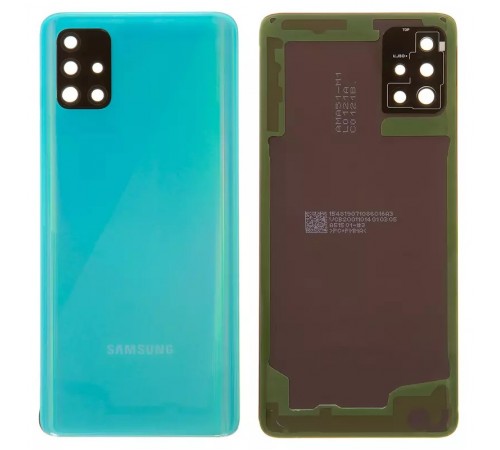 Задняя панель корпуса для Samsung A515F/DS Galaxy A51, синяя + стекло камеры Задняя панель корпуса для Samsung A515F/DS Galaxy A51, синяя + стекло камеры
