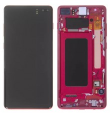 Дисплей для Samsung G975 Galaxy S10 Plus, красный, с рамкой, Original, сервисная упаковка, #GH82-18849H/GH82-18834H