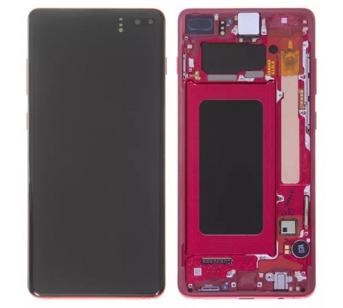 Дисплей для Samsung G975 Galaxy S10 Plus, червоний, з рамкою, Original, сервісна упаковка, #GH82-18849H/GH82-18834H