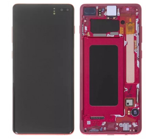 Дисплей для Samsung G975 Galaxy S10 Plus, красный, с рамкой, Original, сервисная упаковка, #GH82-18849H/GH82-18834H