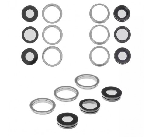 Скло камери для iPhone 11 Pro, сріблясте, з рамкою, комплект 6 шт., matte silver