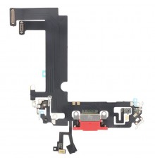 Шлейф для iPhone 12 mini, конектора зарядки, червоний, з мікрофоном, з компонентами, High Copy