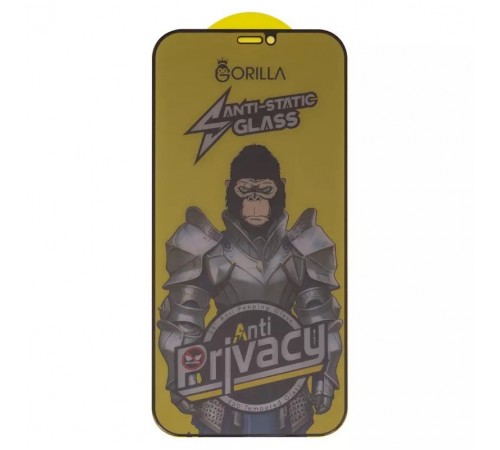 Захисне скло для Apple iPhone 12, iPhone 12 Pro, сумісне з чохлом, Full Glue, Anti-Static, Anti-Peeping, чорне, gorilla 