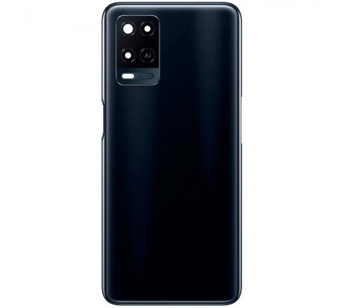 Задня панель корпусу для Oppo A54 4G, чорна (Crystal Black) + скло камери