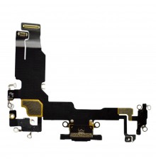 Шлейф для iPhone 15, коннектора зарядки, черный, с микрофоном, Original (PRC)