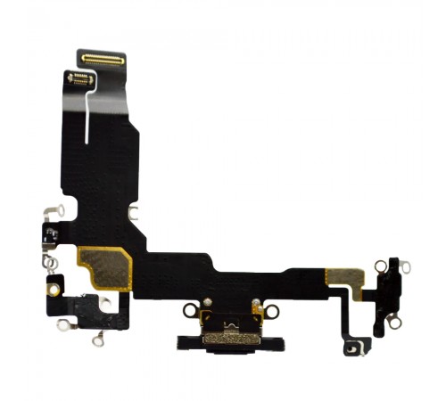 Шлейф для iPhone 15, коннектора зарядки, черный, с микрофоном, Original (PRC)