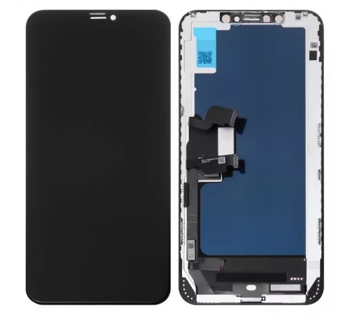 Дисплей для iPhone XS Max, чорний, з рамкою, Copy, Tianma, з пластиками камери і датчика наближення, (TFT)