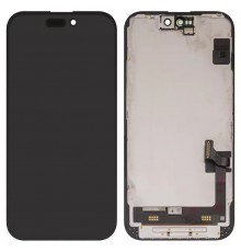 Дисплей для iPhone 15, черный, с рамкой, Оригинал (переклеено стекло)