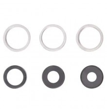 Скло камери для iPhone 13 Pro, 13 Pro Max, сріблясте, з рамкою, комплект 3 шт.