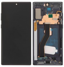Дисплей для Samsung N975F Galaxy Note 10 Plus, чорний (Aura Black), з рамкою, Copy (TFT) 