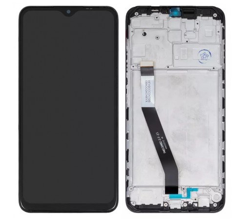 Дисплей для Xiaomi Redmi 9, чорний, з рамкою, Оригінал (переклеєне скло), M2004J19G, M2004J19C