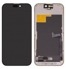 Дисплей для iPhone 15 Pro, черный, с рамкой, High Copy (OLED), YK OEM hard
