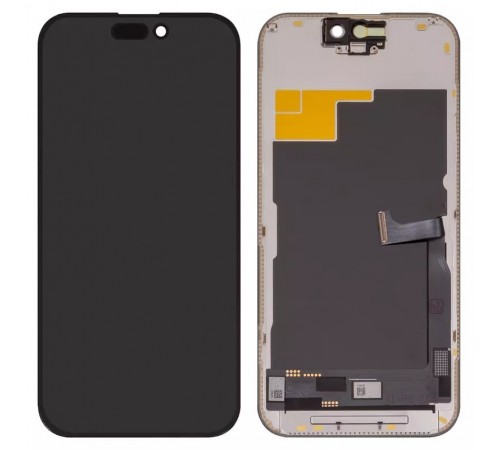 Дисплей для iPhone 15 Pro, черный, с рамкой, High Copy (OLED), YK OEM hard