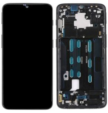 Дисплей для OnePlus 6T, черный (Midnight Black), с рамкой, Original (PRC) (переклеено стекло)