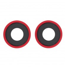 Стекло камеры для iPhone 14, iPhone 14 Plus, красное, с рамкой, комплект 2 шт.