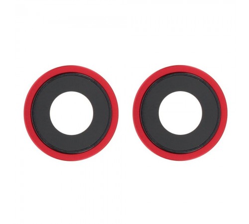 Скло камери для iPhone 14, iPhone 14 Plus, червоне, з рамкою, комплект 2 шт.