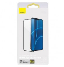 Защитное стекло для Apple iPhone 13 mini, 0.3mm, Full-Screen and Full-Glass Tempered Glass Film, Anti-Explosion and Breakage-Prof, Baseus (SGQP010001), черный, комплект 2шт.