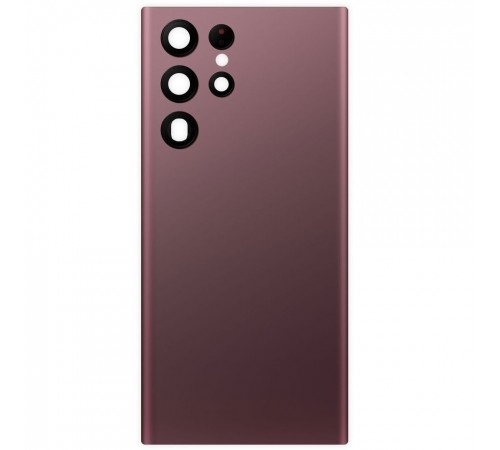 Задняя панель корпуса для Samsung S908B Galaxy S22 Ultra 5G, бордовая (Burgundy) + стекло камеры