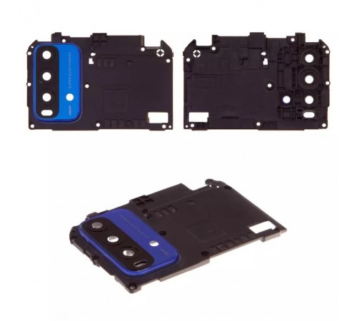 Скло камери для Xiaomi Redmi 9T, синє, з рамкою, twilight Blue