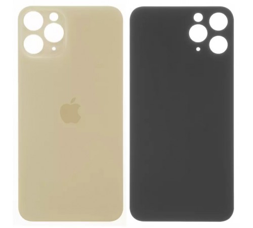 Задняя панель корпуса для iPhone 11 Pro, золотистая, не нужно снимать стекло камеры, big hole, matte gold