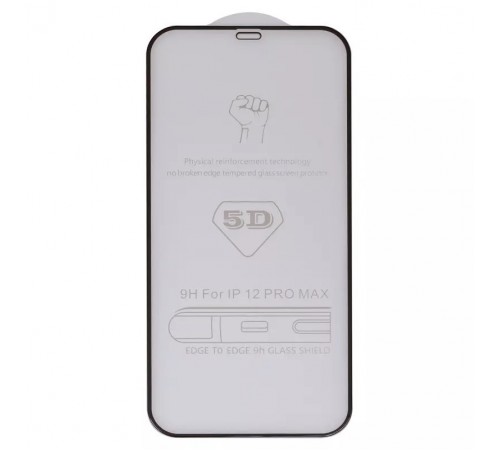Защитное стекло для Apple iPhone 12 Pro Max, совместимо с чехлом, Full Glue, (без упаковки), черный
