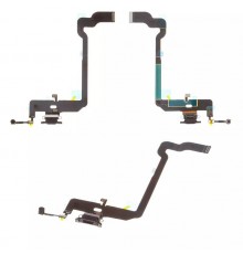 Шлейф для iPhone XS, коннектора наушников, коннектора зарядки, черный, с микрофоном, Original (PRC)