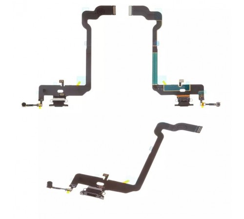Шлейф для iPhone XS, коннектора наушников, коннектора зарядки, черный, с микрофоном, Original (PRC)