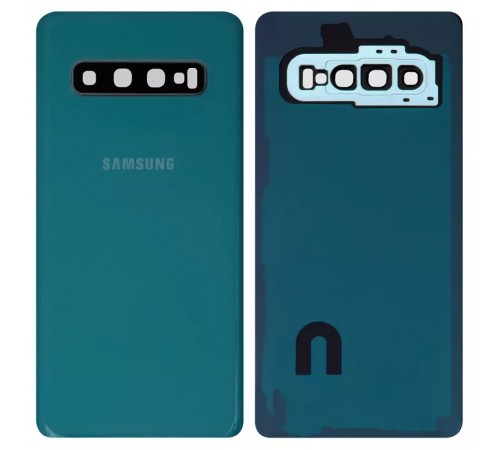 Задняя панель корпуса для Samsung G973 Galaxy S10, зеленая + стекло камеры