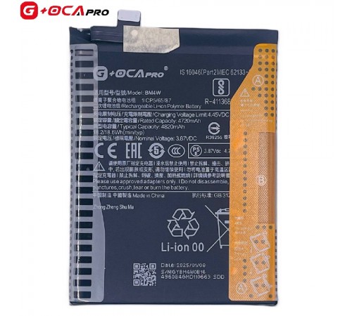 Акумулятор G+OCA Pro BM4W для Xiaomi Mi 10i 5G, Mi 10T Lite, Redmi Note 9 Pro 5G, Li-Polymer, 3,87 В, 4820 мАг