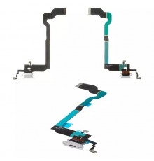 Шлейф для iPhone X, конектора навушників, конектора зарядки, білий, High Copy