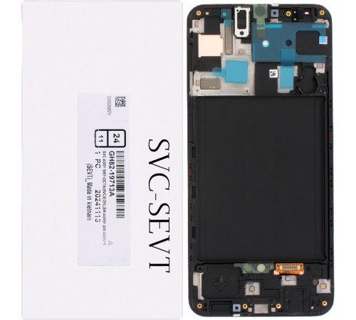 Дисплей для Samsung A505 Galaxy A50, A505F/DS Galaxy A50, чорний, з рамкою, Original