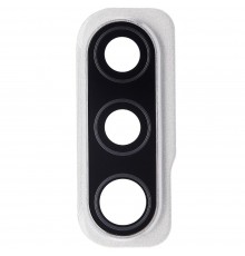 Скло камери для Samsung A507 Galaxy A50s, сріблясте (Prism Crush White), з рамкою