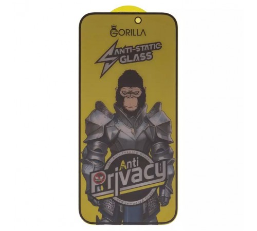 Захисне скло для Apple iPhone 16 Pro Max, сумісне з чохлом, Full Glue, Anti-Static, Anti-Peeping, чорний, gorilla