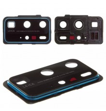 Скло камери для Huawei P40 Pro, голубе, з рамкою