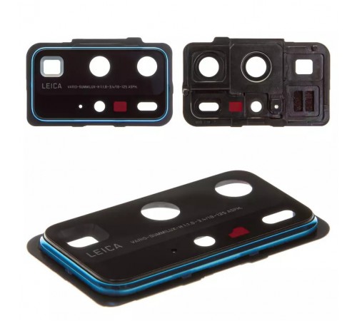 Скло камери для Huawei P40 Pro, голубе, з рамкою