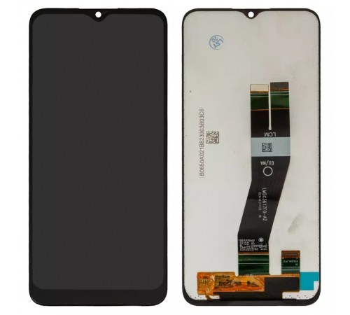 Дисплей для Samsung A037G Galaxy A03s, чорний, без рамки, Оригінал (переклеєне скло), з чорним шлейфом, (162x72 mm)