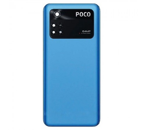 Задняя панель корпуса для Xiaomi Poco M4 Pro 4G, синяя (Cool Blue) + стекло камеры