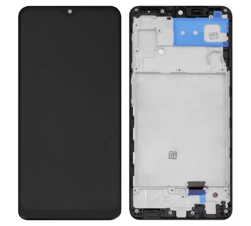 Дисплей для Samsung A225 Galaxy A22, чорний, з рамкою, High Copy з широким обідком, (OLED)