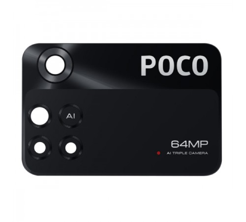 Стекло камеры для Xiaomi Poco M4 Pro 4G, черное, без рамки