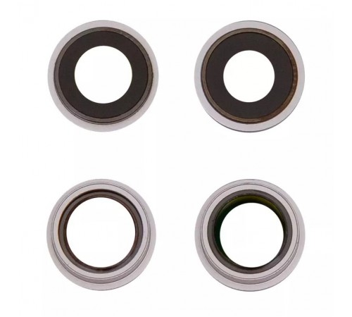 Скло камери для iPhone 13, 13 mini, біле, з рамкою, комплект 2 шт.