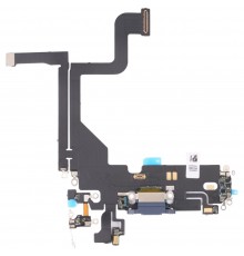 Шлейф для iPhone 13 Pro, коннектора зарядки, синий (Sierra Blue), с микрофоном, с компонентами, Original (PRC)