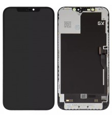 Дисплей для iPhone 12 Pro Max, черный, с рамкой, с пластиками камеры и датчика приближения, High Copy (OLED), OEM hard, GX