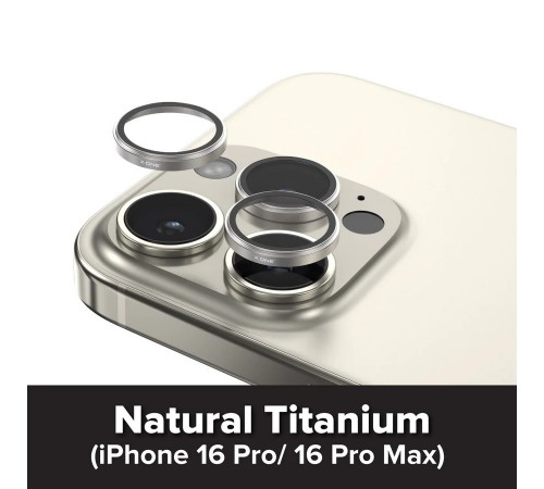 Захисне скло камери для Apple iPhone 16 Pro, iPhone 16 Pro Max, Camera Armor Pro Sapphire Lens Protector, X-One, Natural Titanium