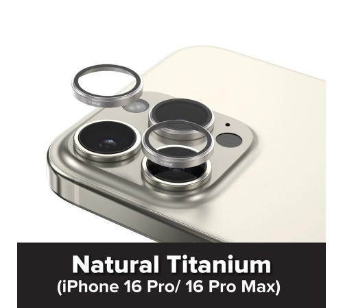 Защитное стекло камеры для Apple iPhone 16 Pro, iPhone 16 Pro Max, Camera Armor Pro Sapphire Lens Protector, X-One, Natural Titanium