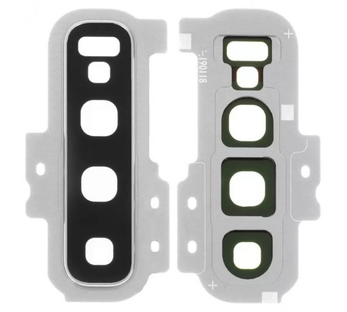 Скло камери для Samsung G975 Galaxy S10 Plus, сріблясте (Prism White), з рамкою