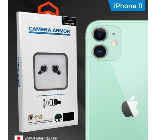 Защитное стекло камеры для Apple iPhone 11, сапфир, 0.4mm, 9H, Camera Armor Lens Protector, X-One, Silver, комплект 2шт.